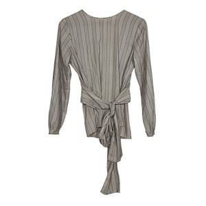 Ann Taylor Petite | Striped Tie Waist Long Sleeve Blouse Shirt Women's SP